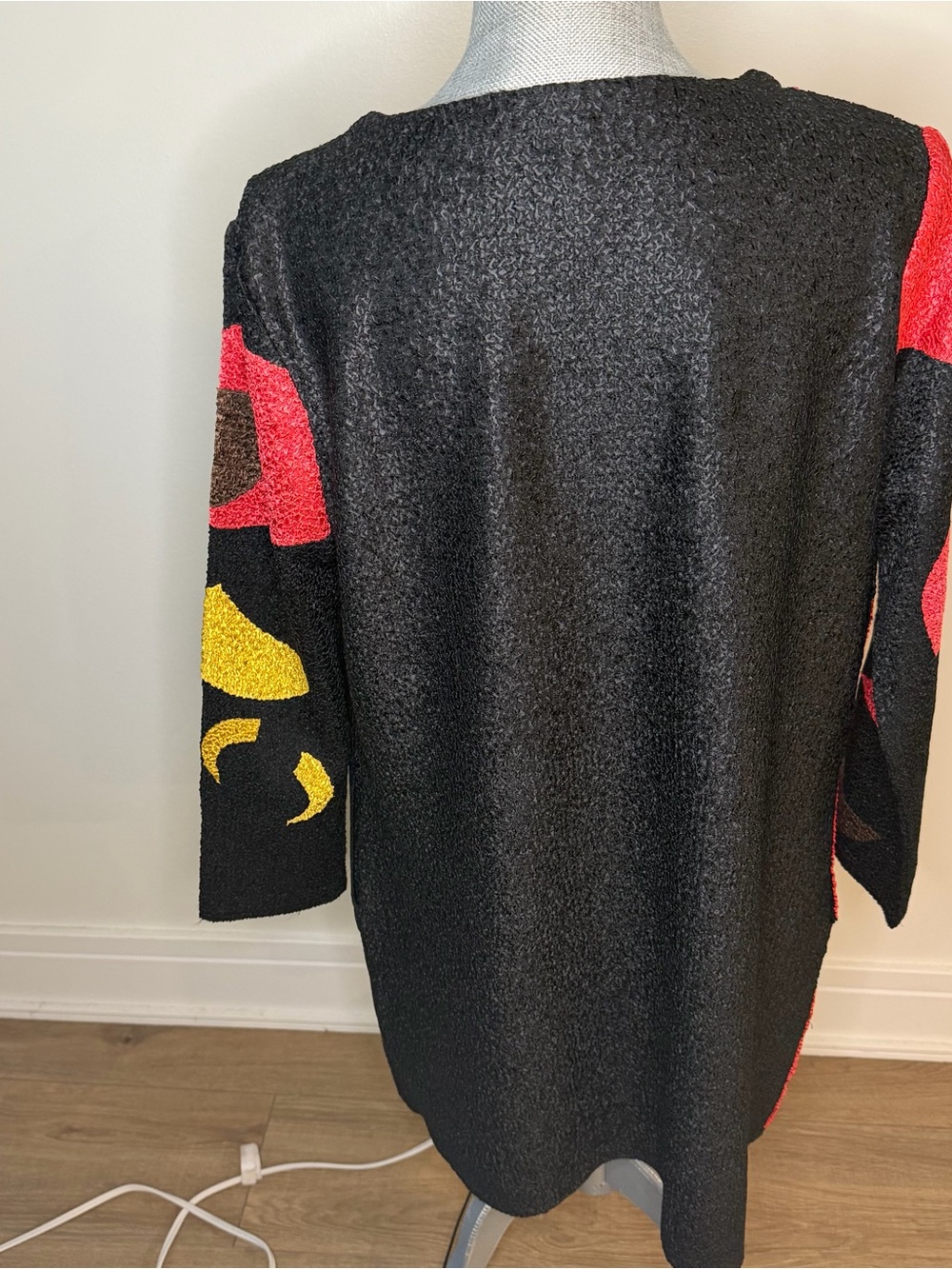berek Black Multicolor Open-Front Abstract Cardigan, L - Picture 2 of 9